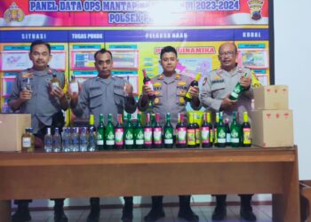 Jelang Pemilu 2024, Polsek Pati Amankan Ratusan Botol Miras Berbagai Merk