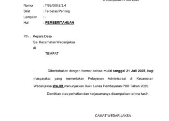 Viral! Surat Camat Wedarijaksa Wajibkan PBB Lunas, Warga Keberatan