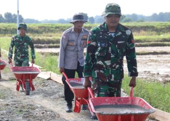 Betonisasi Jalan Pertanian di Godo Dikerjakan Bareng TNI – Polri dan Warga